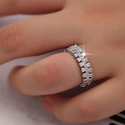 Double Rows Diamond Rings for Womens 8854