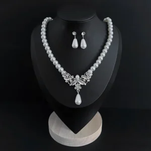 Luxury Pearl Crystal Jewelry Set for Women – Necklace & Earrings Combo