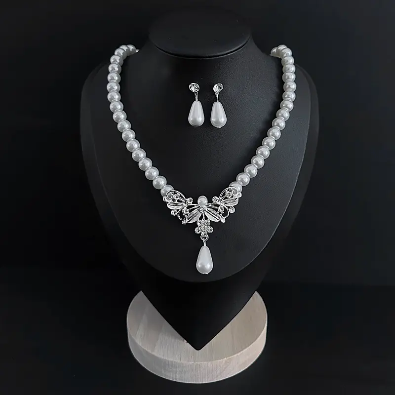 Luxury Pearl Crystal Jewelry Set for Women – Necklace & Earrings Combo